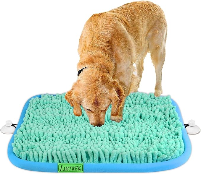 Snuffle Mat for Dogs, 17" x 21" Dog Snuffle Mat Interactive Feed Game for Boredom, Encourages Natural Foraging Skills and Stress Relief, Easy to Fill with 2PCS Suction Cup