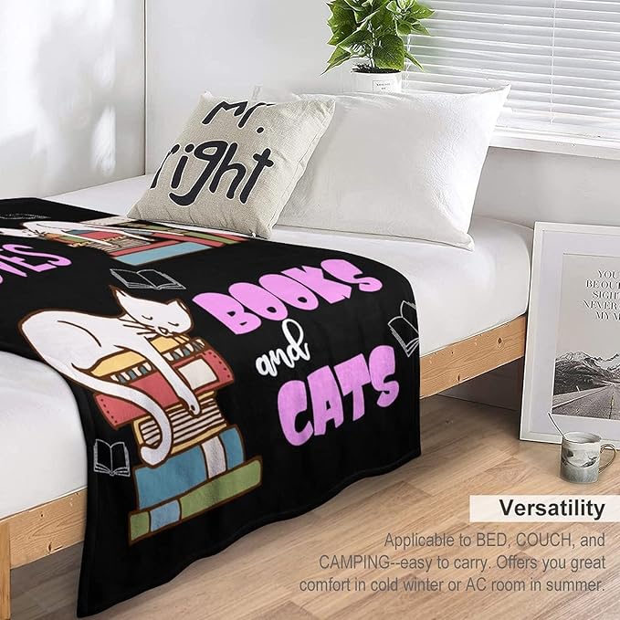 Cat Blanket Gifts - 30"x40" Cute Throw Blanket for Adults Kids - Black Soft Plush Throws for Bed, Couch & Travel