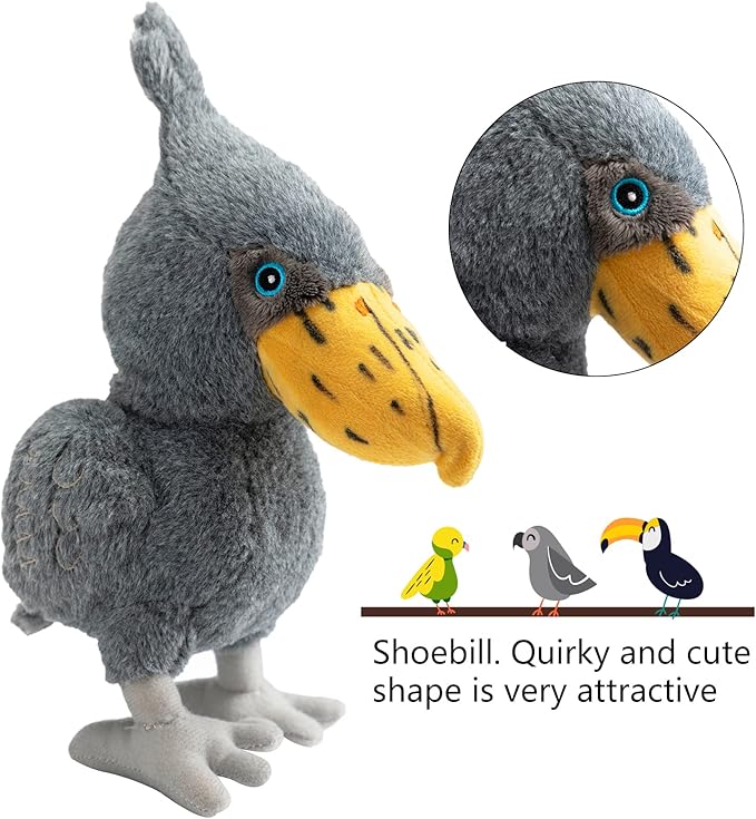 Hollypet Squeaky Plush Stuffed Durable Dog Toys, Cute Puppy Chew Toys for Small, Medium and Large Breed Dogs, Shoebill
