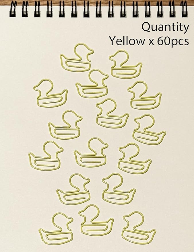 Cute Paper Clips, 60PCS Duck Shaped Paper Clips Animal Bookmarks Clips, Assorted Colors, Fun Office Gifts for Women Men Coworkers Teachers Students Girls Boys, Christmas Gifts