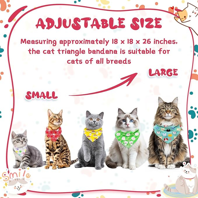 30 Pcs Dog Bandanas Bulk, Summer Pet Bandanas Bulk, Cute Kitty Pattern Dog & Cat Bandanas for Small Pets, Breathable Washable Triangle Scarves for Pet Grooming, Gifts, Parties