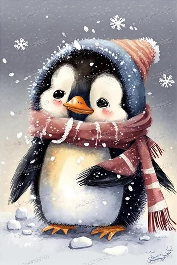 Cartoon Scarf Penguin Jigsaw Puzzles for Adults 500 Pieces - Cold Winter Wooden Puzzles, Great Toys for Kids & Home Decor