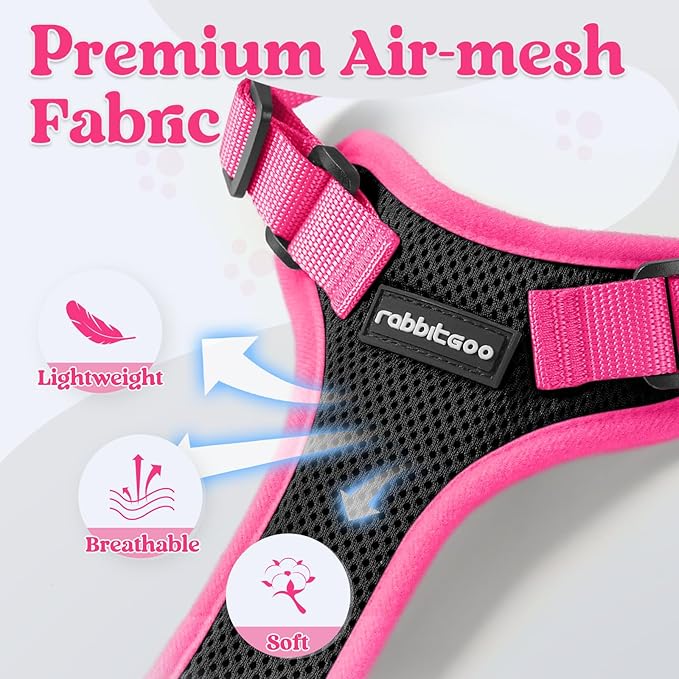 rabbitgoo Cat Harness and Leash Set, Escape Proof Soft Adjustable Vest Harnesses for Outdoor Walking, Easy Control Breathable Kitten Jacket with Reflective Strips, Black & Rose Pink, XXS