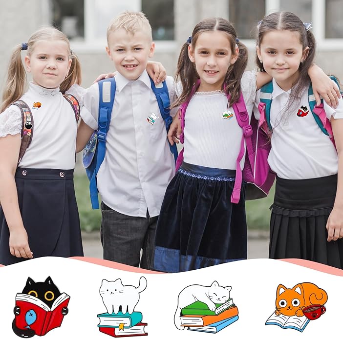 7 Pcs Enamel Pin Funny Reading Animal Brooch Alloy Cute Cartoon Lapel Pins Cat Clip Decoration Badges for Backpacks Clothes Jackets Bags Hat