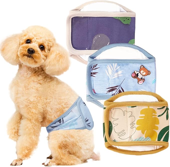 Dog Diapers Male, 3 Pack Washable Reusable Male Dog Belly Bands, Soft and Comfortable Leak Proof Doggie Wraps with High Absorbing for Untrained, Incontinence Small Medium Dogs, XL