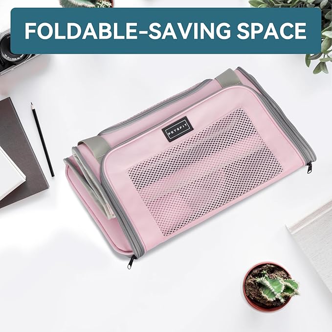 Airline-Approved Cat Carrier 17.5×10.5×10.5 in, Escape-Proof Design with Locking Zippers & Safety Leash, Easy-Access 3-Way Entry, Washable Mat, Gift-Ready Holiday Choice for Cats up to 12 lb