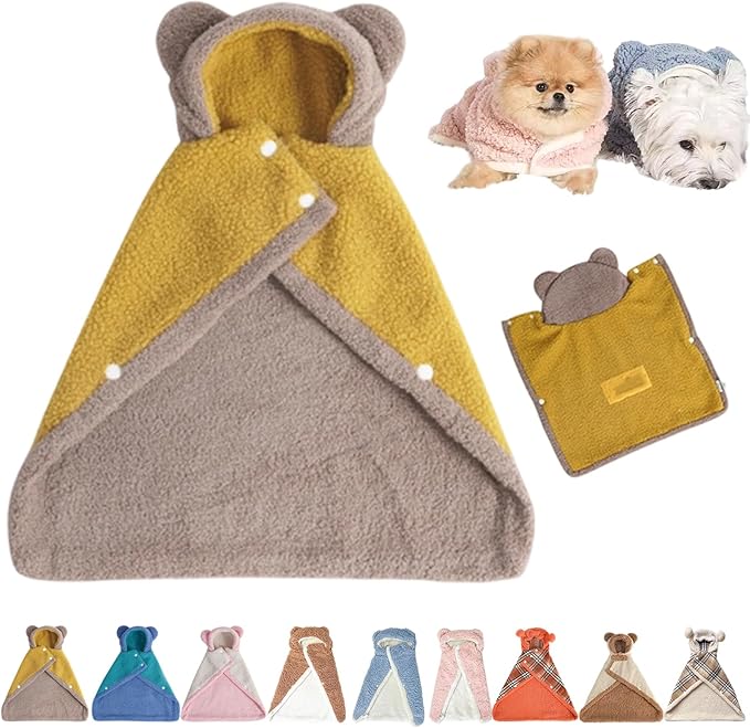 Pet Cape Blanket, Cape Blanket for Dogs, Cat Cape Blanket, 6 Styles Cute Soft Comfortable Flannel Dog Warm Cape (Letter Brown, Small)