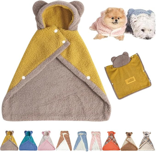 Pet Cape Blanket, Cape Blanket for Dogs, Cat Cape Blanket, 6 Styles Cute Soft Comfortable Flannel Dog Warm Cape (Letter Brown, Small)