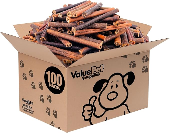 ValueBull Collagen Sticks for Dogs, 6 Inch Medium Chews, Natural Long-Lasting Dog Treats, 100 Count Bulk Pack - Supports Joints, Skin & Coat with Chondroitin & Glucosamine