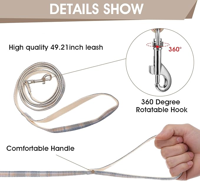 TIESOME Cat Harness and Leash Set, Adjustable Gradient Kitten Harness Escape Proof Harness with Leash for Kitty Outdoor Walking (Bow Tie)