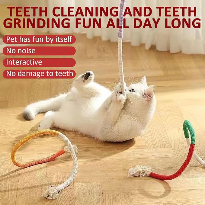 Cat Chew Rope, Catnip-Infused Organic Cotton Chew Rope Toys for Cats, Soft & Safe Dental Chew Toys, Self-Play & Teeth Cleaning for Cats (Mix)