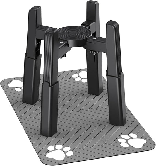 CZPET Dog Bowl Stand with Mat with Adjustable Height and Width, Raied Elevated Water & Food Feeder for Medium & Large Dogs, Stable and Anti-Slip