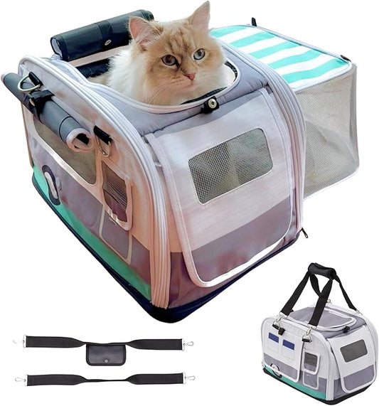 Premium Soft-Sided 2-in-1 Kittyrama Cat Carrier & Home Hideaway – Vet-Recommended Calming Den, Dual-Use Lounge & Travel Carrier with SBS Zippers, Airline-Approved Under-Seat Fit
