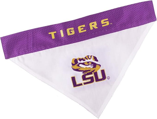 Pets First Collegiate Pet Accessories, Reversible Bandana, LSU Tigers, Large/X-Large