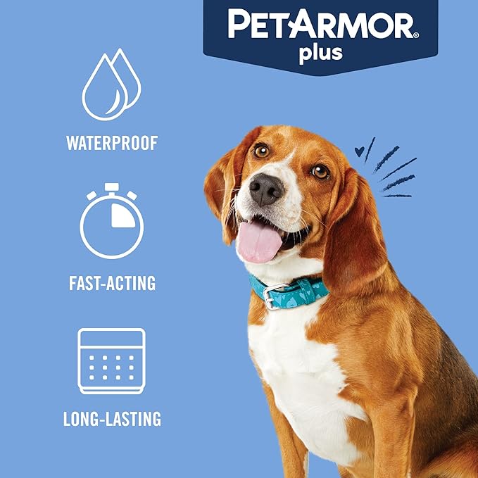 PetArmor Plus Flea and Tick Prevention for Dogs, Medium Dog Flea and Tick Treatment, 6 Doses, Waterproof Topical, Fast Acting (23-44 lbs)