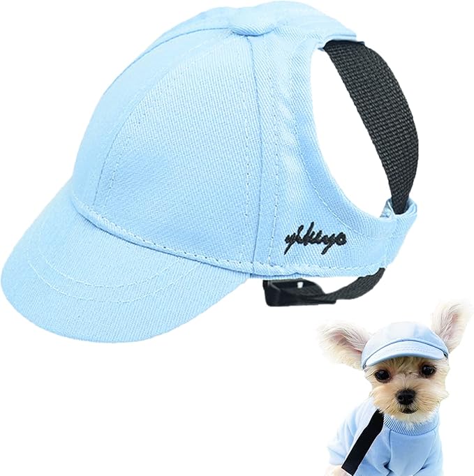 Dogs Baseball Cap Hat Pet Wide Brim Cap Visor Hat Dog Visor Cap Sun Protection Hats Dog Outdoor Breathable Sun Protection Cap with Ear Holes and Adjustable Chin Strap for Dog Doggy Visor Cap Hat Blue
