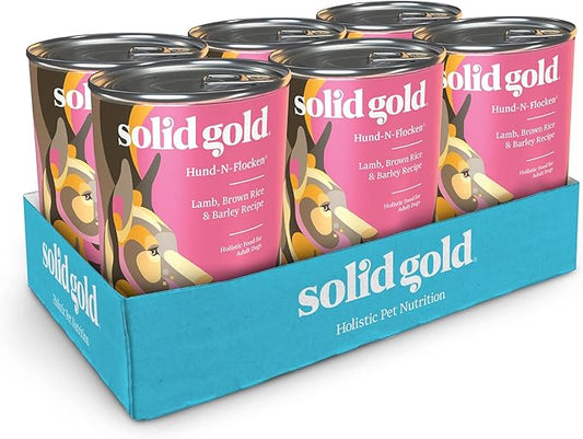 Solid Gold Canned Dog Food for Adult & Senior Dogs - Made with Real Lamb and Healthy Whole Grains - Hund-N-Flocken High Calorie, High Protein Wet Dog Food