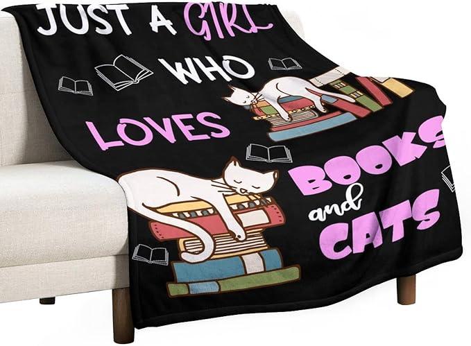 Cat Blanket Gifts - 60"x80" Cute Throw Blanket for Adults Kids - Black Soft Plush Throws for Bed, Couch & Travel