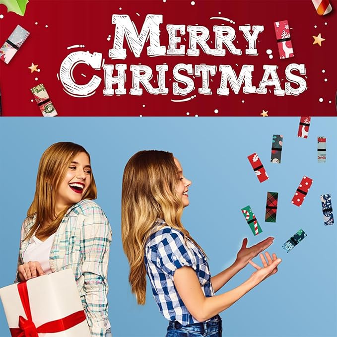 BeeGreen Christmas Reusable Shopping Bags 12 Pack with Zipper Storage Pouch Christmas Gifts Grocery Bags Bulk with Elastic Band 50LBS X-Large Foldable Machine Washable Santa Deer Snowman