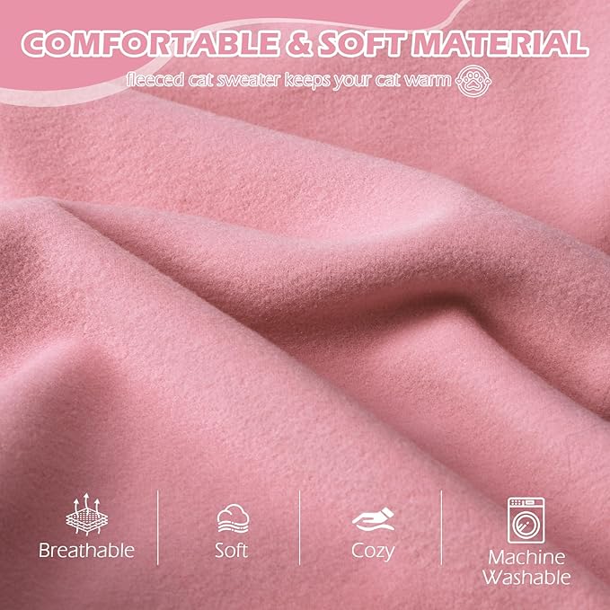 EXPAWLORER Soft Cat Sweater - Sweaters for Cats Only Warm Kitten Clothes, Fall and Winter Pet Coat Pullover Design, Fleece Sweatshirt Clothing Also for Puppy Small Dogs, Pink Small