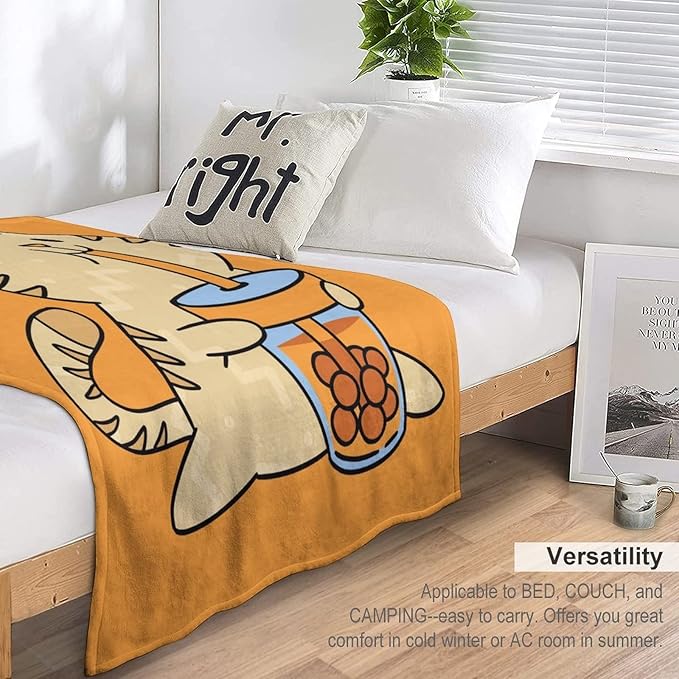 Cat Blanket Gifts - 50"x60" Cute Throw Blanket for Adults Kids - Orange Soft Plush Throws for Bed, Couch & Travel