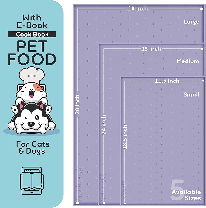 Dog Food Mat - 24x15 Raised Edges Dogs Mat for Food and Water Prevent Spill, Waterproof Cat Food Mats Protect Floors, Easy Clean Dog Bowl Mats for Food and Water, Silicone Pet Feeding Placemats