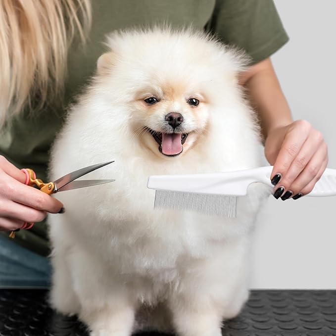 Flea Comb for Dogs and Cats, 3 Pack Fine Tooth Lice Brushers Flea Comb for Kittens, Indoor Cats, Small & Large Dogs, White