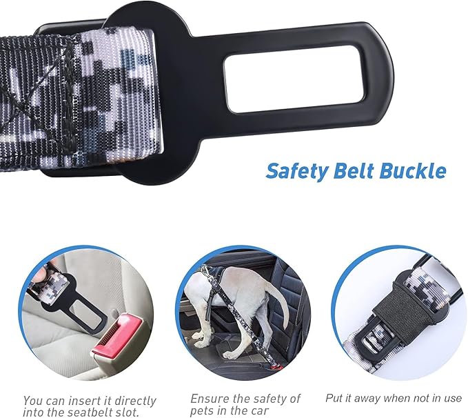 Hotsky Tactical Dog Leash Heavy Duty for Medium Large Dogs That Pull,4-6Ft Strong Bungee Shock Absorbing No Pull Dog Leash with Padded Double Handle and Car Seatbelt,ACU