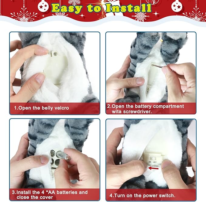 Plush Stuffed Animal Interactive Cat Robot Toy, LED Robotic Cat Barking Meow Kitten Touch Control, Electronic Pet, RobotKitty Toys, Animated Toy Cats for Girls Baby Kids