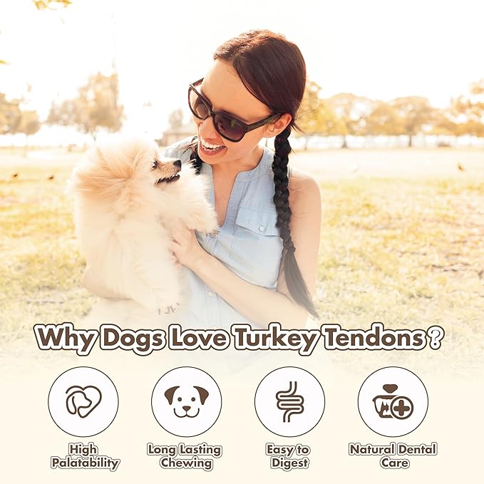 Turkey Tendons for Dogs, All Natural, Healthy Dog Treats, Long Lasting, Hypoallergenic Dog Chews, Rawhide Free, USA-Sourced, for Small Dogs, Ring (S), 4 Count Pack