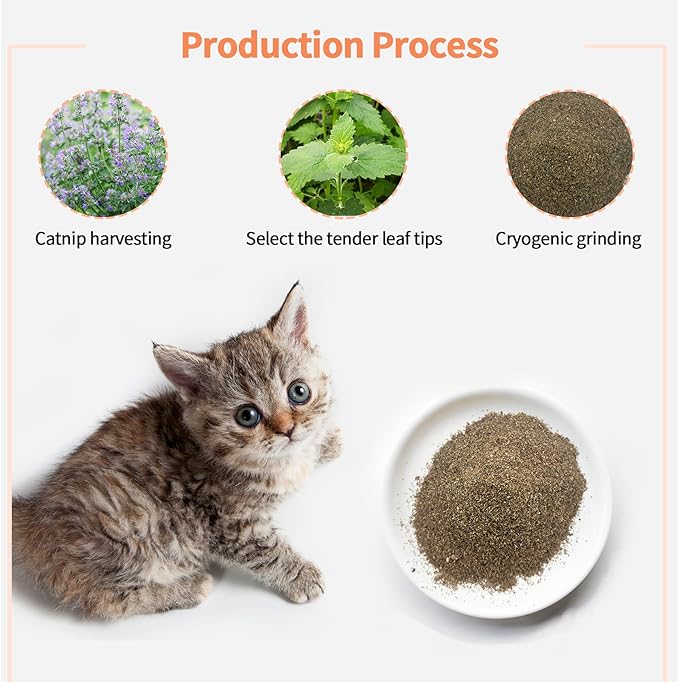 Premium Catnip for Cats & Kittens – Cold-Processed, High Potency Nepetalactone, 100% Pure Organic Leaf-Only Catnip for Toys, Scratchers, Refills, Stimulates Play & Protects Furniture - 25g