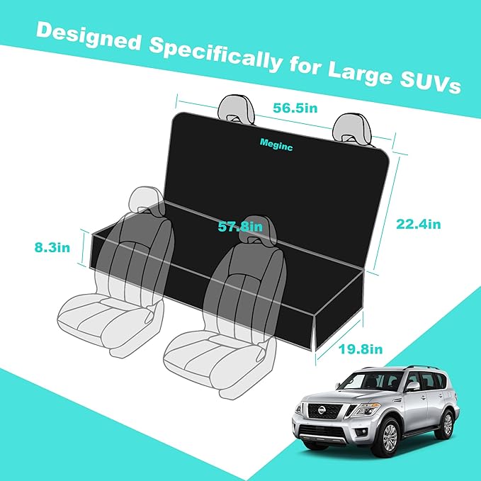 Bench Dog Car Seat Covers for SUV, Waterproof Dog Seat Cover for Back Seat Fit Ford Explorer Heavy Duty Non Slip Back Seat Cover Protector for Chevrolet Tahoe/Yukon/Suburban/Expedition