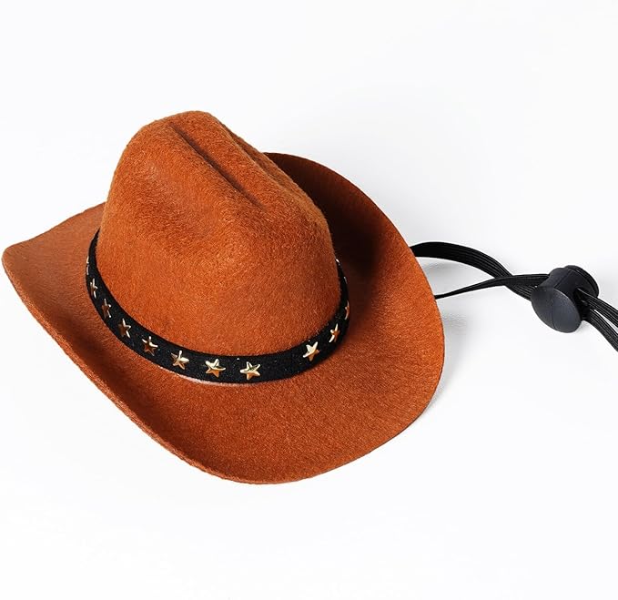 Pet Cowboy Costume Halloween Costumes for Small Pet Dogs Cat Cowboy Hat with Bandana Scarf Set Party Accessories (Brown, Medium)