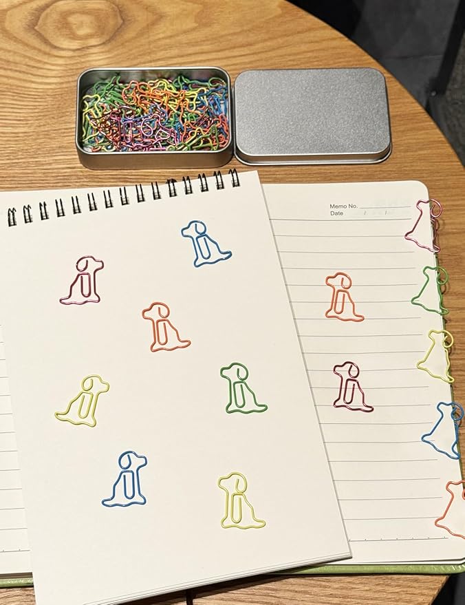 Cute Paper Clips, 60PCS Dog Shaped Paper Clips Golden Retriever Animal Bookmarks Clips, Assorted Colors, Fun Office Gifts for Women Men Coworkers Teachers Students Girls Boys, Christmas Gifts