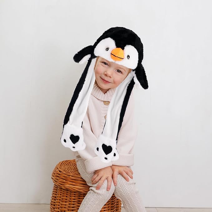 Animal Hat with Ears Moving Jumping Pop Up Beating Hat Plush Holiday Cosplay Dress Up Funny Gift for Kids