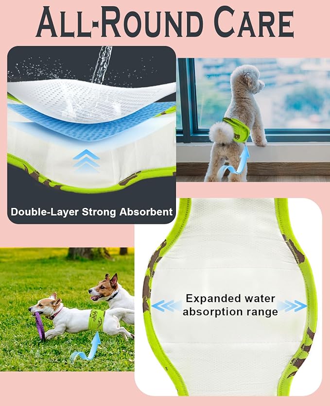 3 Pack Belly Bands for Male Dogs, Reusable Washable Male Dog Diapers,Soft and Comfortable Leak Proof Doggie Wraps with High Absorbing, for Untrained, Incontinence Small Medium Dogs