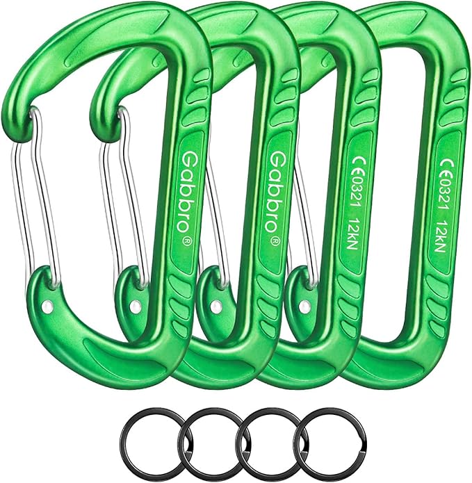 Gabbro Carabiner Clips Heavy Duty, | Wiregate Snap, Screw Locking, Aluminum, Lightweight Caribeener | for Hammock, Hiking, Camping, Water Bottle, Dog Leash Harness, Keychains