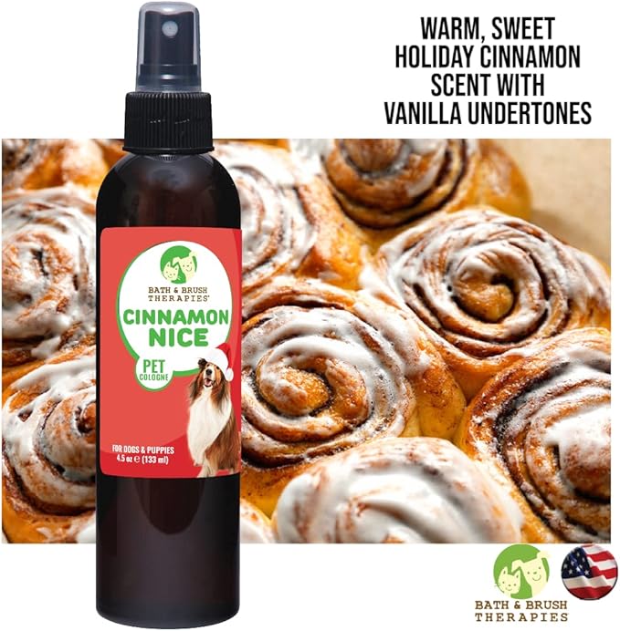 Showseason Animal Products Bath & Brush Therapies® Cinnamon Nice Pet Cologne For Dogs 4.5 oz | Long-Lasting Odor Eliminator | Paraben-Free | Biodegradable & Non-Toxic | Made in USA