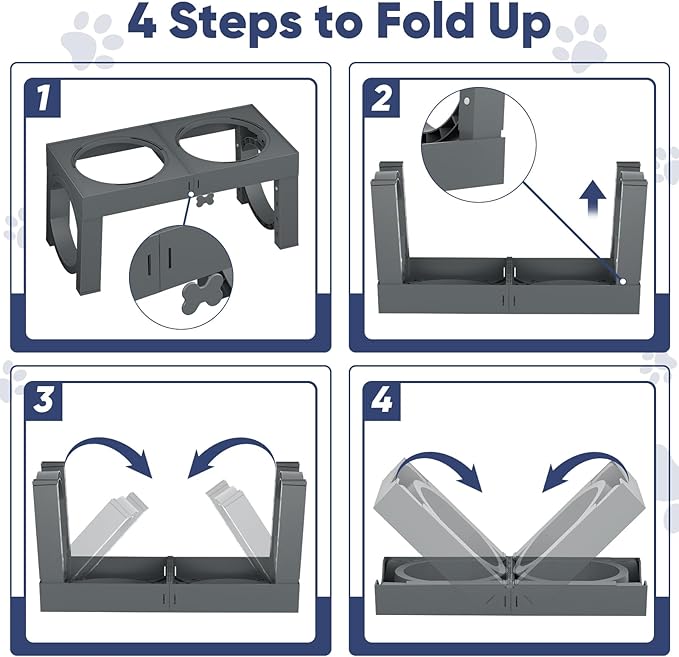 XIAZ Slow Feeder Dog Bowl Elevated Food and Water Bowl Stand for Large Medium Sized Dog, 4 Heights Adjustable, Non-Slip, Durable, Prevents Bloating & Improves Digestion for Dogs