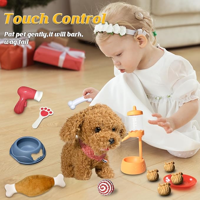 Puppy Toys for Kids, Toy Dogs That Walk and Bark, Walking Dog Toy for Kids with Leash, Interactive Stuffed Puppy with Remote Control, for Girls and Boys Aged 3-7 Year Old