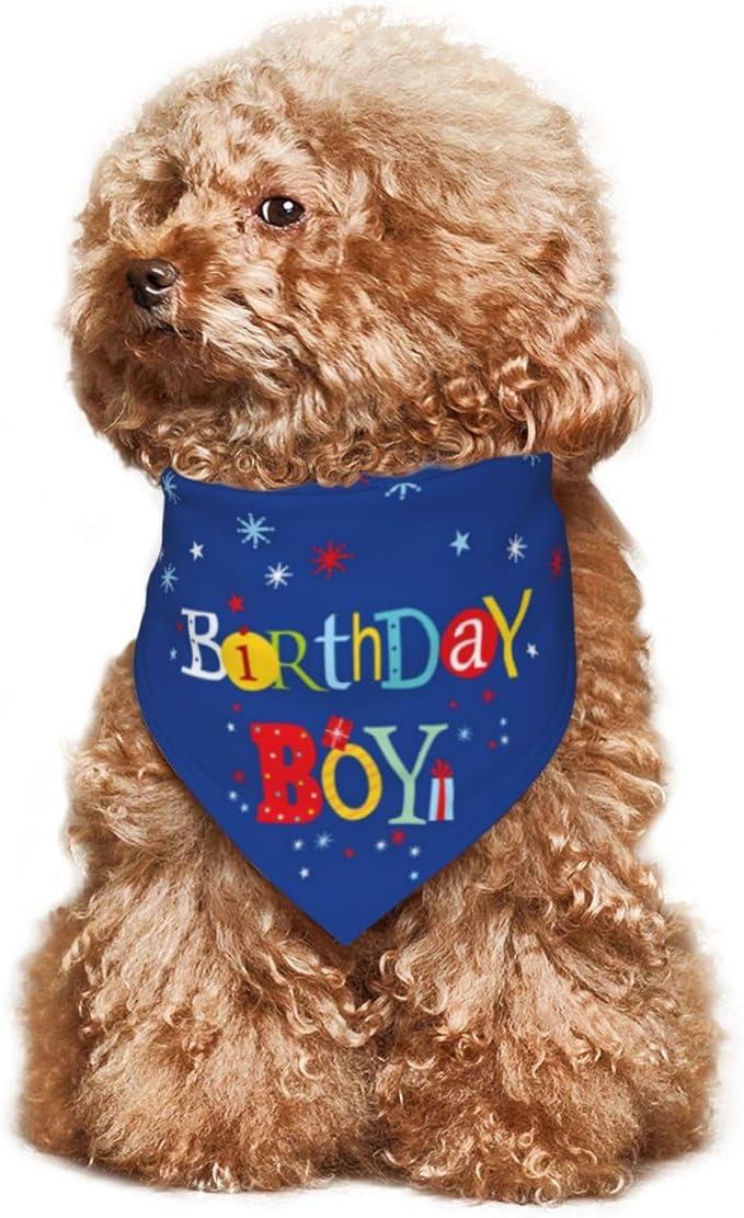 Happy Birthday Boy Dog Bandana Scarf Triangle Bibs Pet Accessories Cat Kerchief