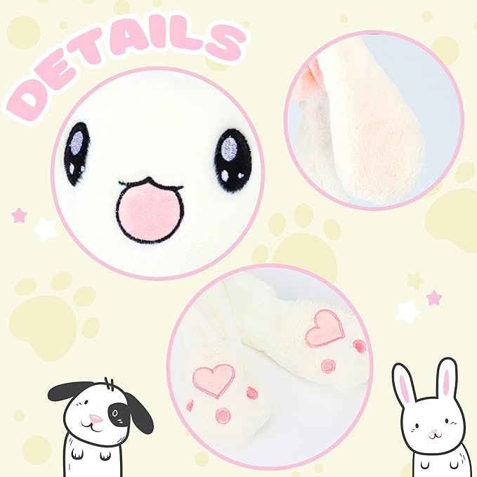 Animal Hat with Ears Moving Jumping Pop Up Beating Hat Plush Holiday Cosplay Dress Up Funny Gift for Kids