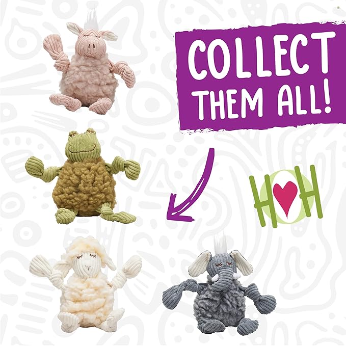 HuggleHounds Knottie Plush Dog Toy - Dog Stuffed Animal Toy, Puppy Toys, Squeaky Dog Toy for Small, Medium & Large Dogs, Soft Fleece, Durable Plush to Keep Them Busy - Ellamae Elephant, Small