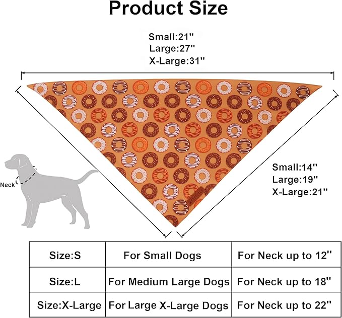 ADOGGYGO Dog Bandanas Boy Girl, Reversible Football Donuts Pet Scarf, Premium Fabric, Adjustable Fit Brown Football Bandanas for Small Large Dogs (Small)