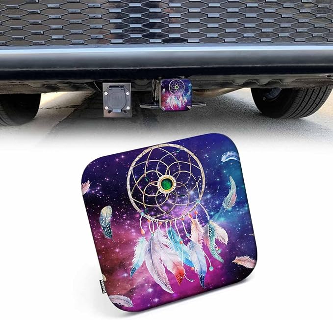 Tow Hitch Covers Dream Catcher, Colorful Galaxy Space Feather Dreamcatcher Auto 2 Inch Trailer Hitch Cover Plug Cap Insert Receiver Tube Hitch Covers for Most Cars Trucks SUVs