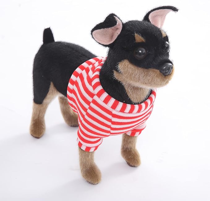 CU-MATE 10 inch Doberman Pinscher Dog Stuffed Animal - Black and Tan Lifelike & Realistic Plush Toy Puppy Dog Standing Present Gift
