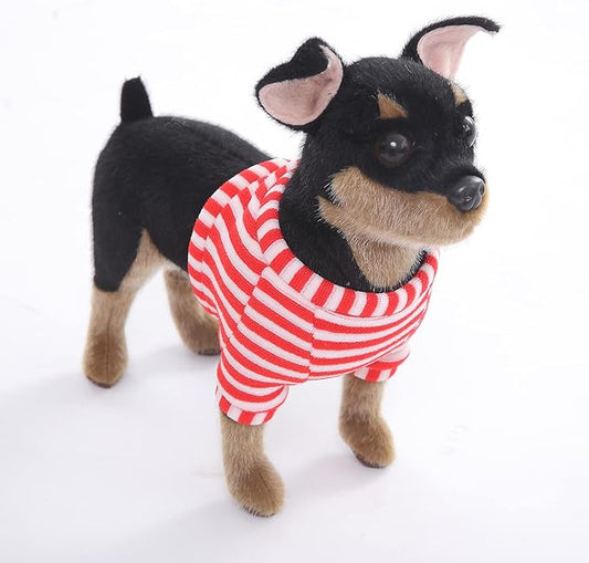 CU-MATE 10 inch Doberman Pinscher Dog Stuffed Animal - Black and Tan Lifelike & Realistic Plush Toy Puppy Dog Standing Present Gift