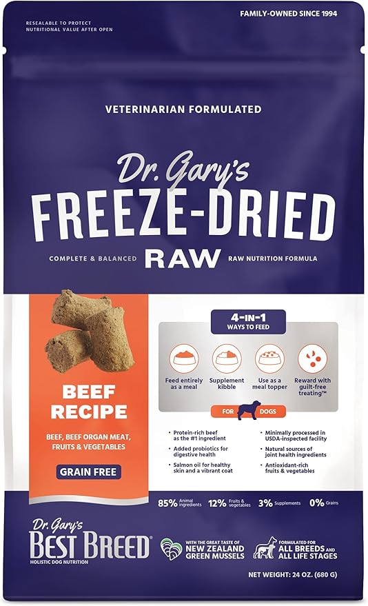 Best Breed Dr. Gary's Freeze-Dried Raw Food, Topper and Treat: Beef Recipe - 24 oz.