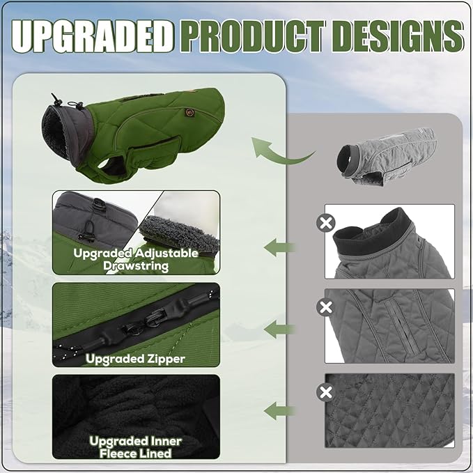 EMUST Dog Vests for Winter, Fleece Lined Dog Coat for Cold Weather Warm Jackets for Small Medium Large Dogs, XXXL