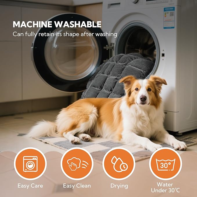 Soulbond Backseat Pet Bed Mat,Dog Bed for Car,Fuzzy Dog Seat Cover for Car Back Seat, Non-Slip Travel Pet Mat, Fit for Backseat Extenders and Seat Covers(Glossy-Dark Gray)